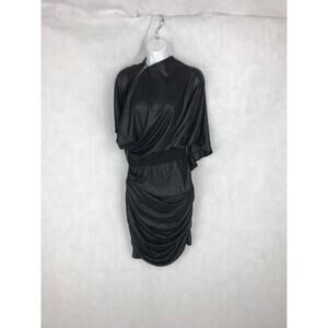 Yigal Azrouel Black Dress Silver Black Zippered Womens SZ 2 Made in USA Poly
